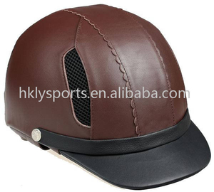 CASQUE D'ÉQUITATION DE SÉCURITÉ POUR L'ÉCOLE DU CHEVAL DE SPORT ENDUIT DE CUIR