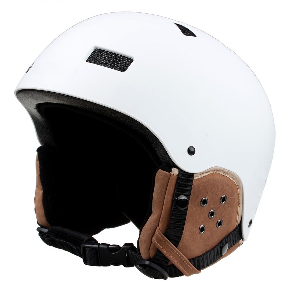 Coque de protection ABS CE ASTM et casque de neige de ski à doublure EPS avec cache-oreilles en cuir