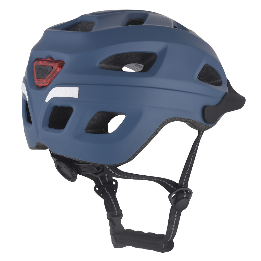 Nouveau casque de vélo lumière LED PC In-moule casque de cyclisme, Sport sûr montagne route équitation casque de vélo pour adulte bleu