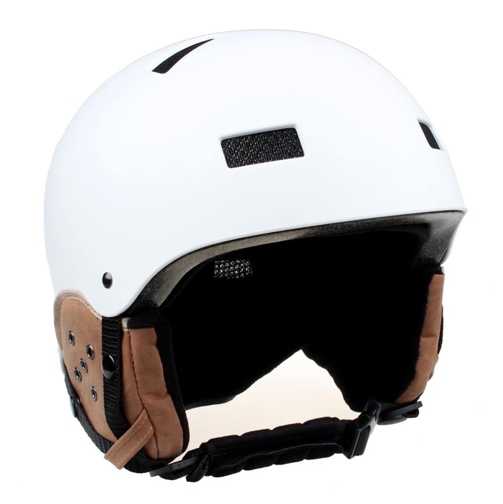 Coque de protection ABS CE ASTM et casque de neige de ski à doublure EPS avec cache-oreilles en cuir
