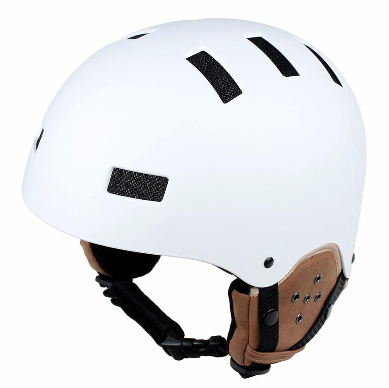 Coque de protection ABS CE ASTM et casque de neige de ski à doublure EPS avec cache-oreilles en cuir