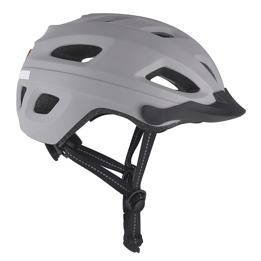 Nouveau casque de vélo lumière LED PC In-moule casque de cyclisme, Sport sûr montagne route équitation casque de vélo pour adulte gris