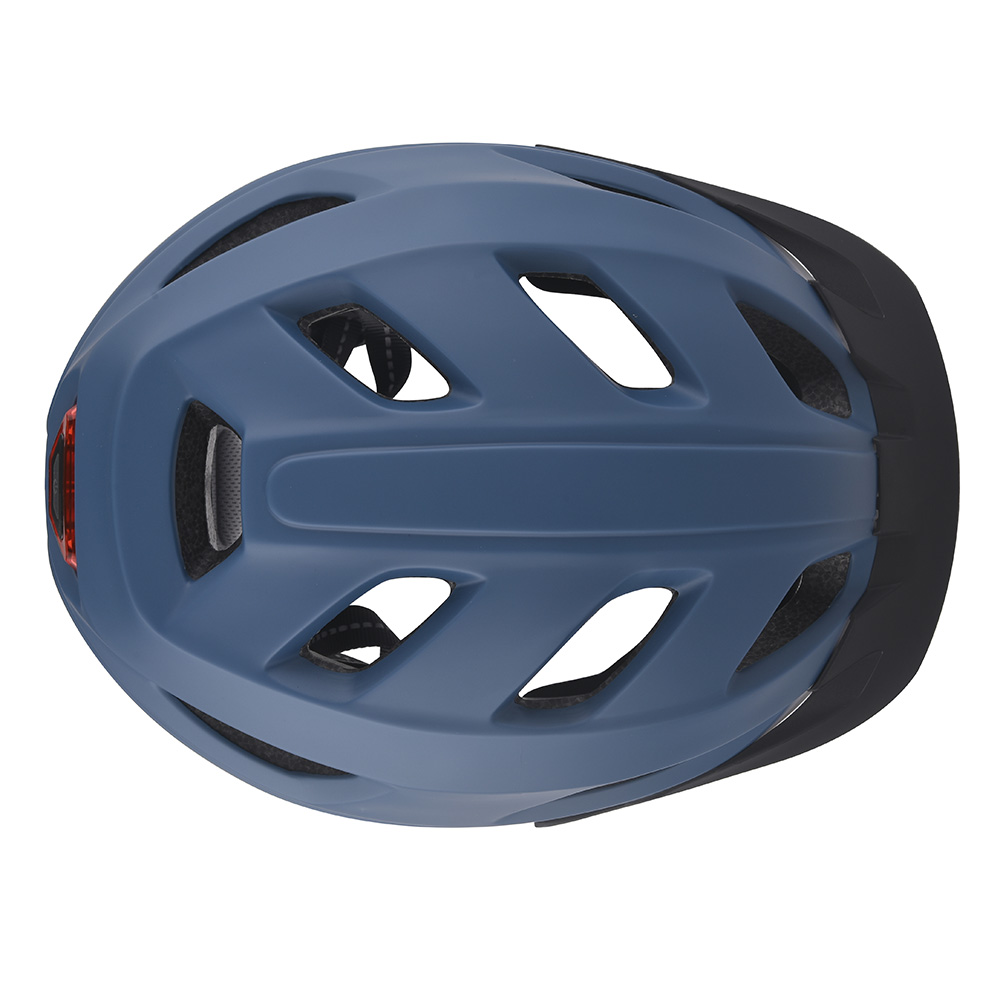 Nouveau casque de vélo lumière LED PC In-moule casque de cyclisme, Sport sûr montagne route équitation casque de vélo pour adulte bleu