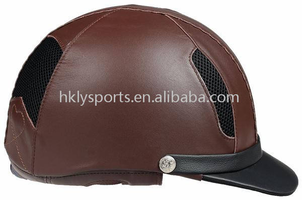 CASQUE D'ÉQUITATION DE SÉCURITÉ POUR L'ÉCOLE DU CHEVAL DE SPORT ENDUIT DE CUIR