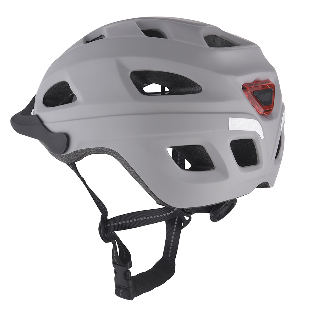 Nouveau casque de vélo lumière LED PC In-moule casque de cyclisme, Sport sûr montagne route équitation casque de vélo pour adulte gris
